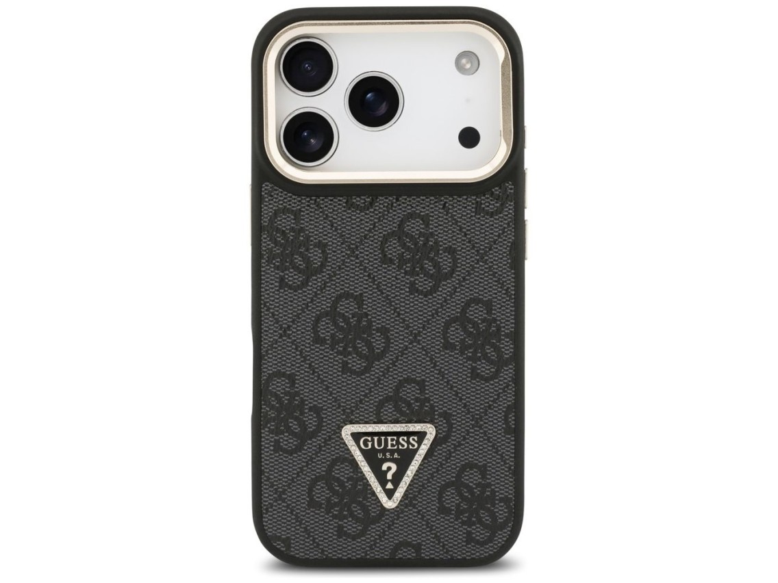 Guess 4G PU Triangle Logo & Stand Camera Magsafe Case for iPhone 17 Pro - Black