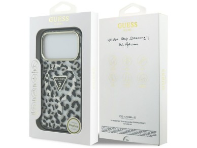Capa Guess Leopard Glitter MagSafe para iPhone 17 Pro Max - Preta Capa Guess Leopard Glitter MagSafe para iPhone 17 Pro Max - Preta