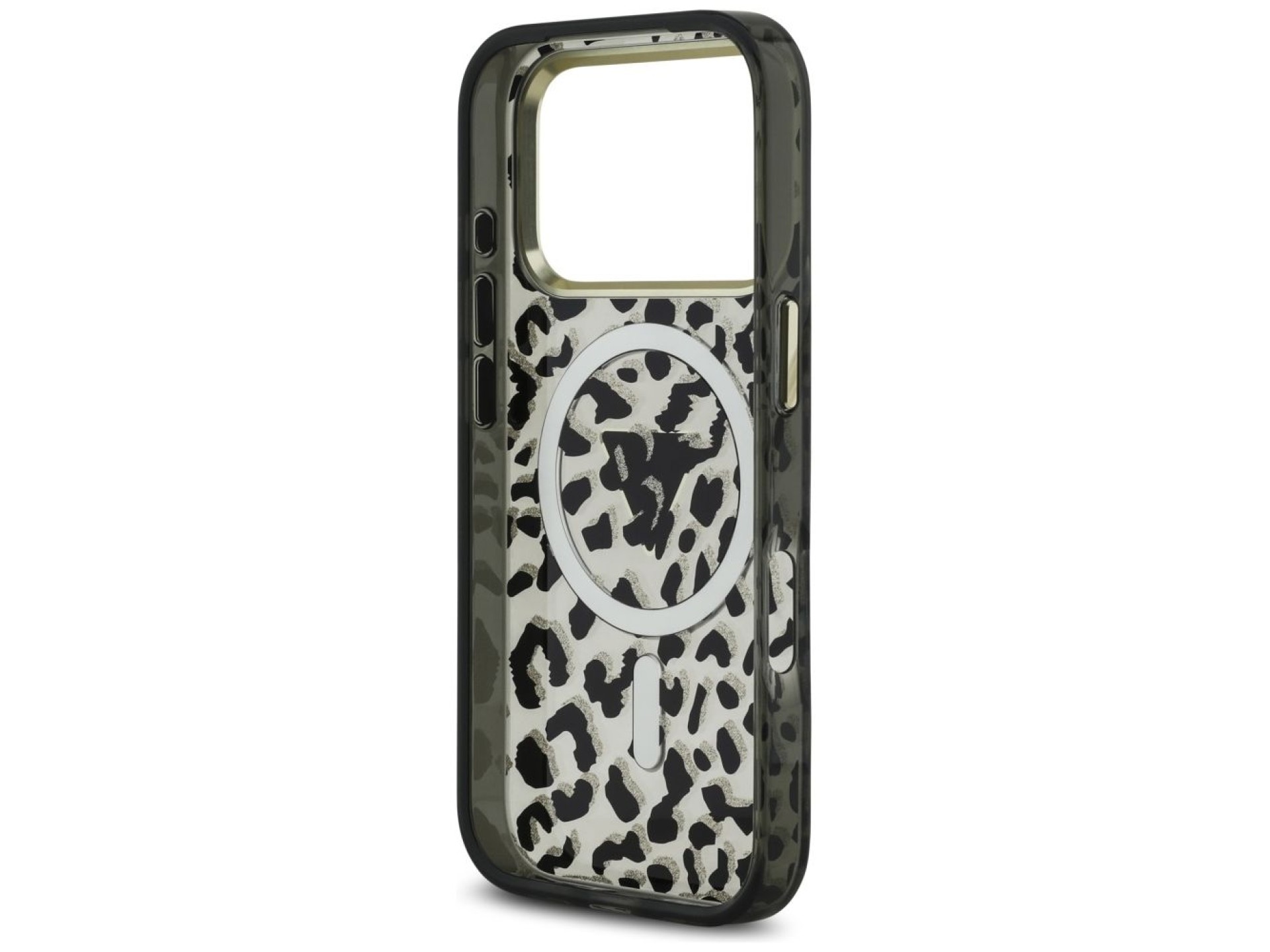 Guess Leopard Glitter MagSafe Case for iPhone 17 Pro Max - Black