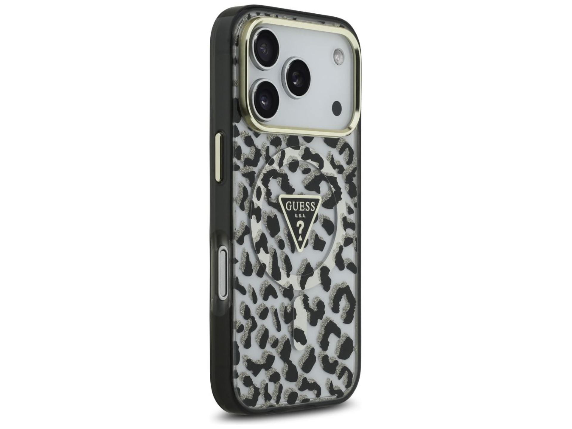 Guess Leopard Glitter MagSafe Case for iPhone 17 Pro Max - Black