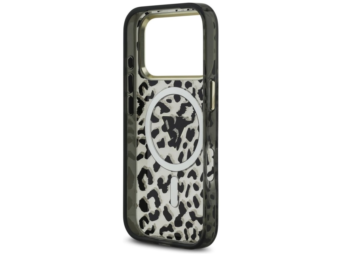 Guess Leopard Glitter MagSafe Case for iPhone 17 Pro Max - Black