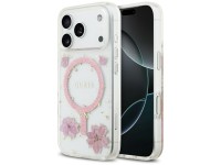Funda Guess Resin Flowers Glitter MagSafe para iPhone 17 Pro - Rosa Funda Guess Resin Flowers Glitter MagSafe para iPhone 17 Pro - Rosa