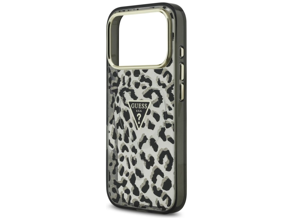 Guess Leopard Glitter MagSafe Case for iPhone 17 Pro Max - Black