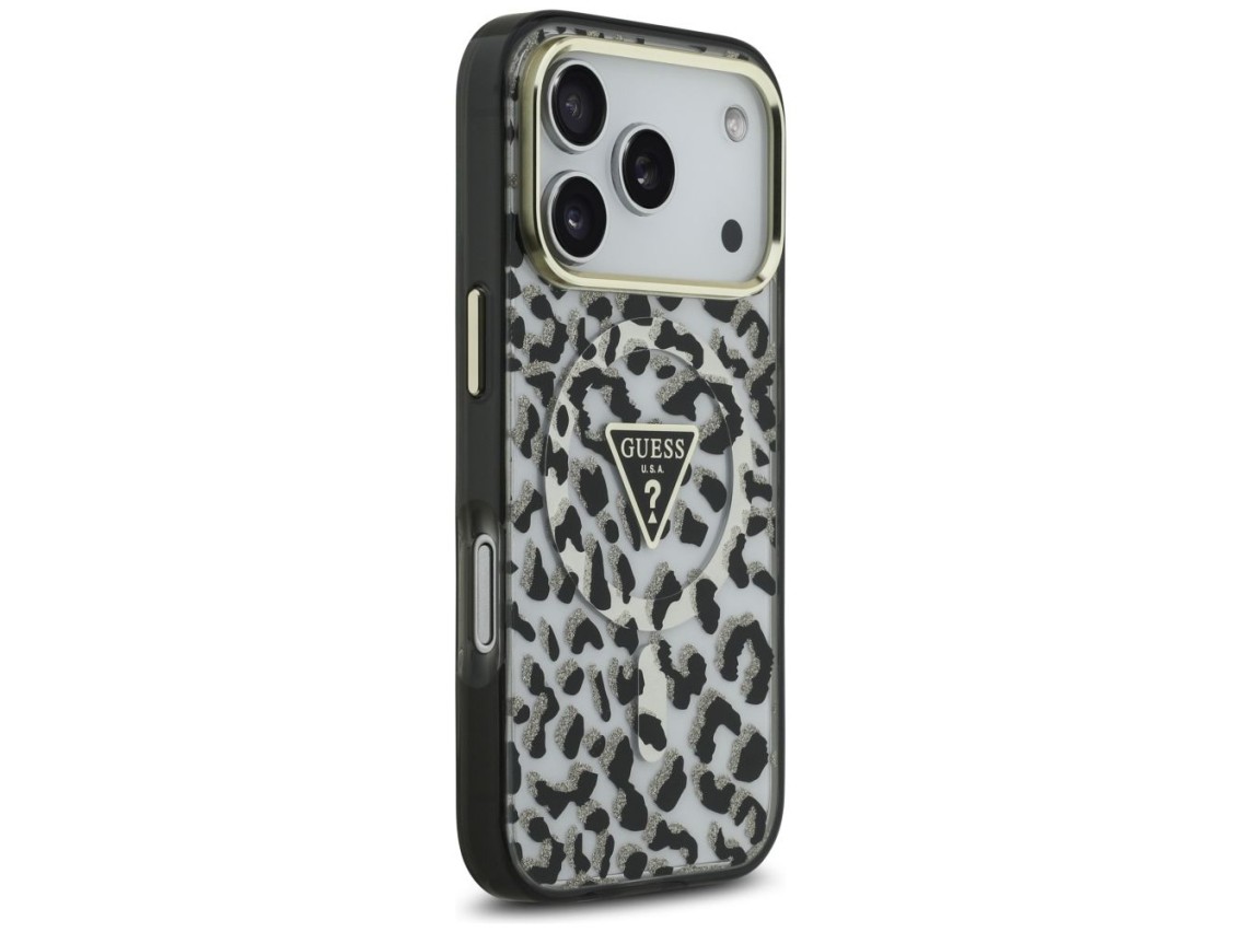 Guess Leopard Glitter MagSafe Case for iPhone 17 Pro Max - Black