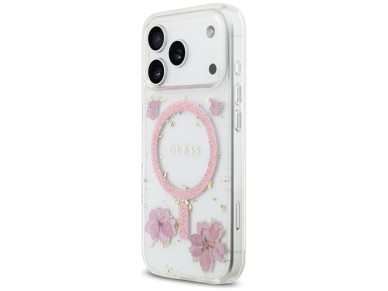 Guess Resin Flowers Glitter MagSafe Case for iPhone 17 Pro - Pink Guess Resin Flowers Glitter MagSafe Case for iPhone 17 Pro - Pink