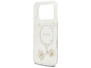 Guess Resin Flowers Glitter MagSafe Case for iPhone 17 Pro - Pink Guess Resin Flowers Glitter MagSafe Case for iPhone 17 Pro - Pink