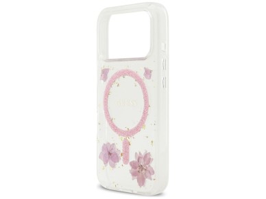 Guess Resin Flowers Glitter MagSafe Case for iPhone 17 Pro - Pink Guess Resin Flowers Glitter MagSafe Case for iPhone 17 Pro - Pink