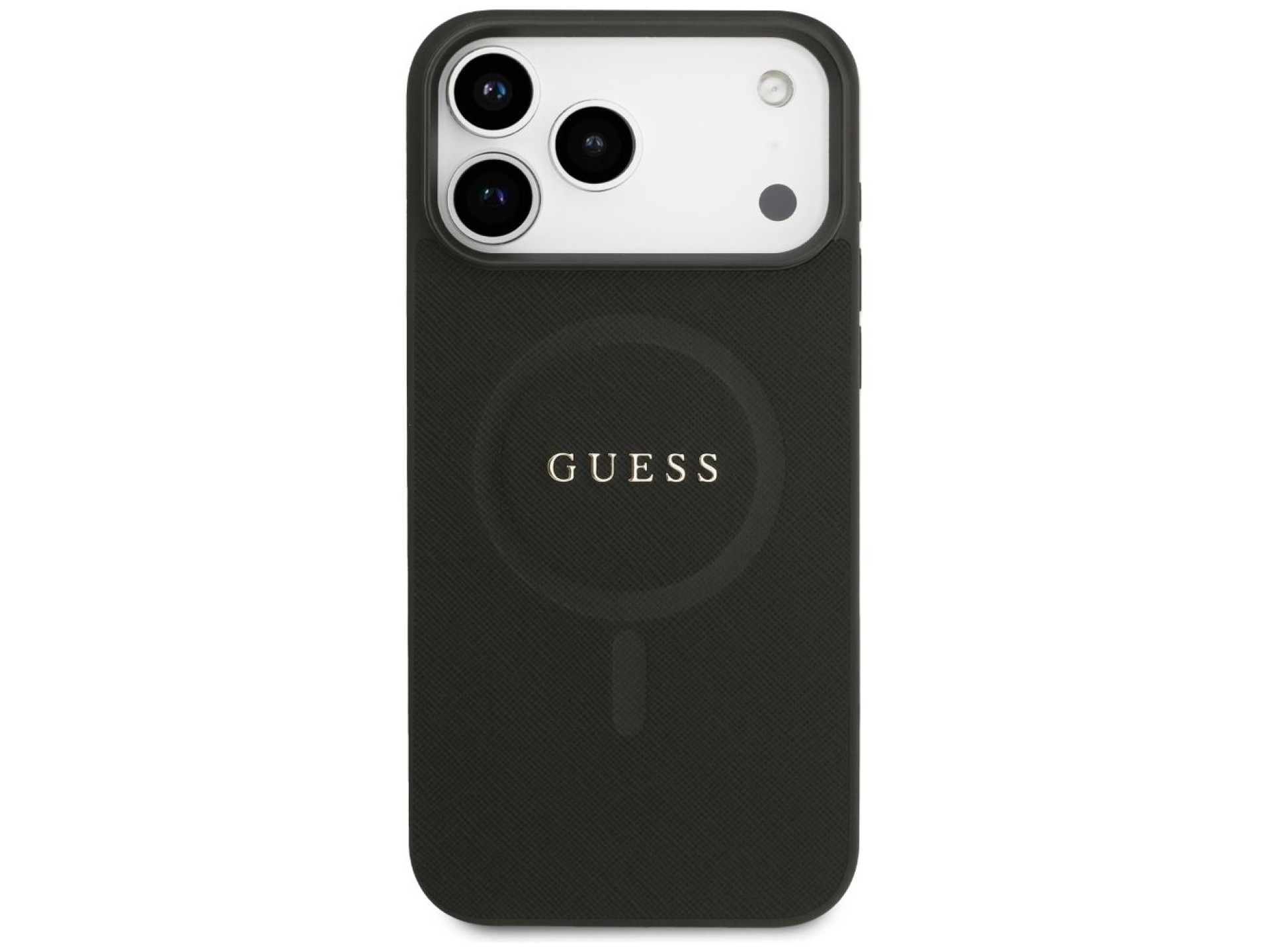 Capa Guess Saffiano Classic Logo MagSafe para iPhone 17 Pro Max - Preta