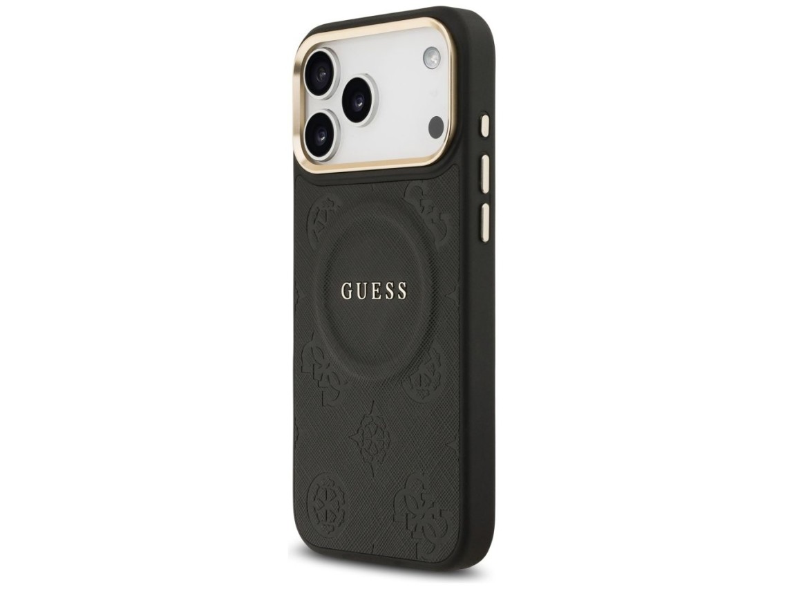 Funda Guess Peony Hot Stamp MagSafe para iPhone 17 Pro Max - Negra