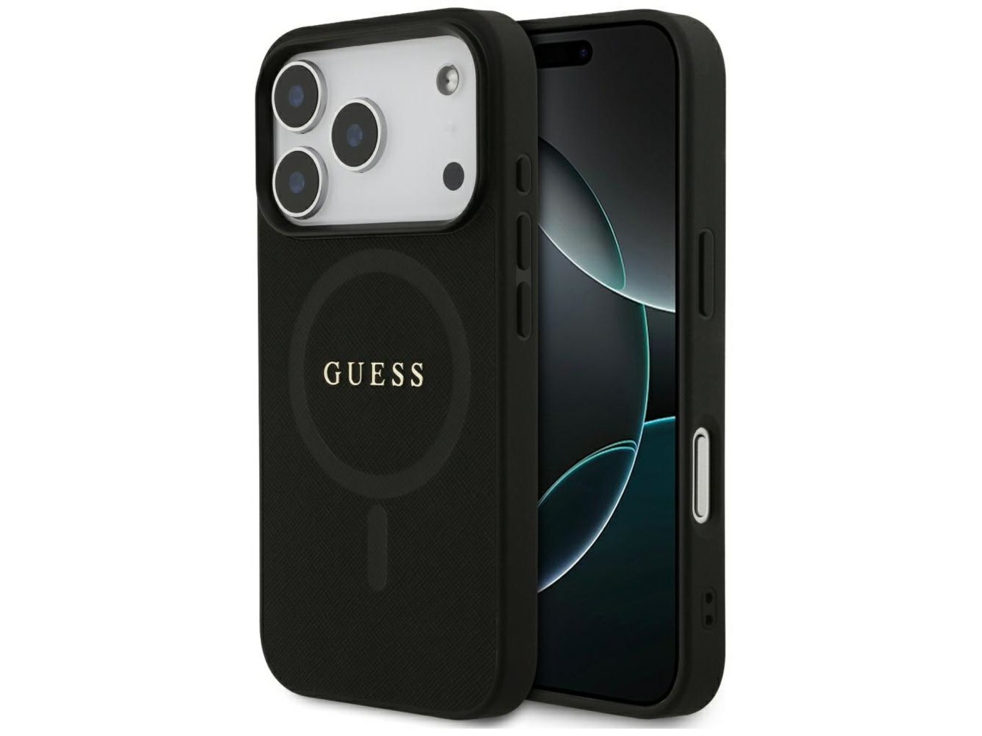 Guess Saffiano Classic Logo MagSafe Case for iPhone 17 Pro - Black