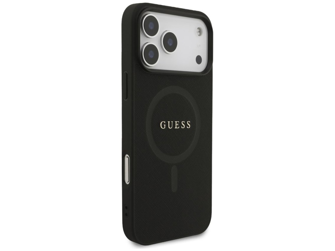 Capa Guess Saffiano Classic Logo MagSafe para iPhone 17 Pro Max - Preta