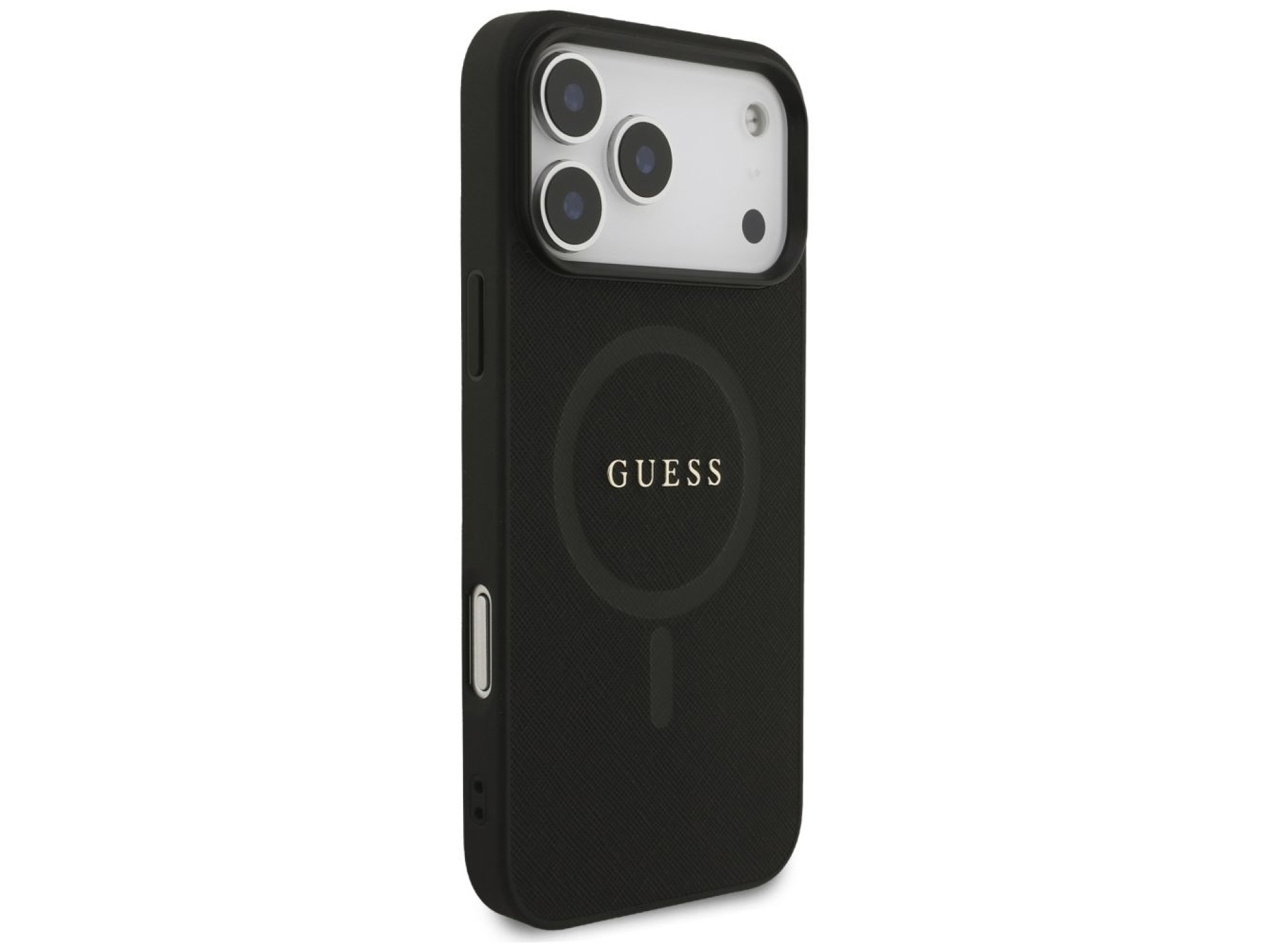Capa Guess Saffiano Classic Logo MagSafe para iPhone 17 Pro Max - Preta