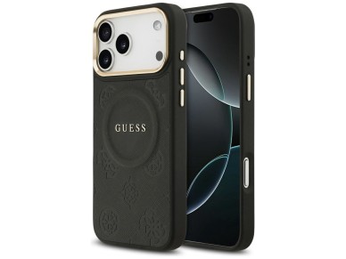 Guess Peony Hot Stamp MagSafe Case for iPhone 17 Pro Max - Black Guess Peony Hot Stamp MagSafe Case for iPhone 17 Pro Max - Black