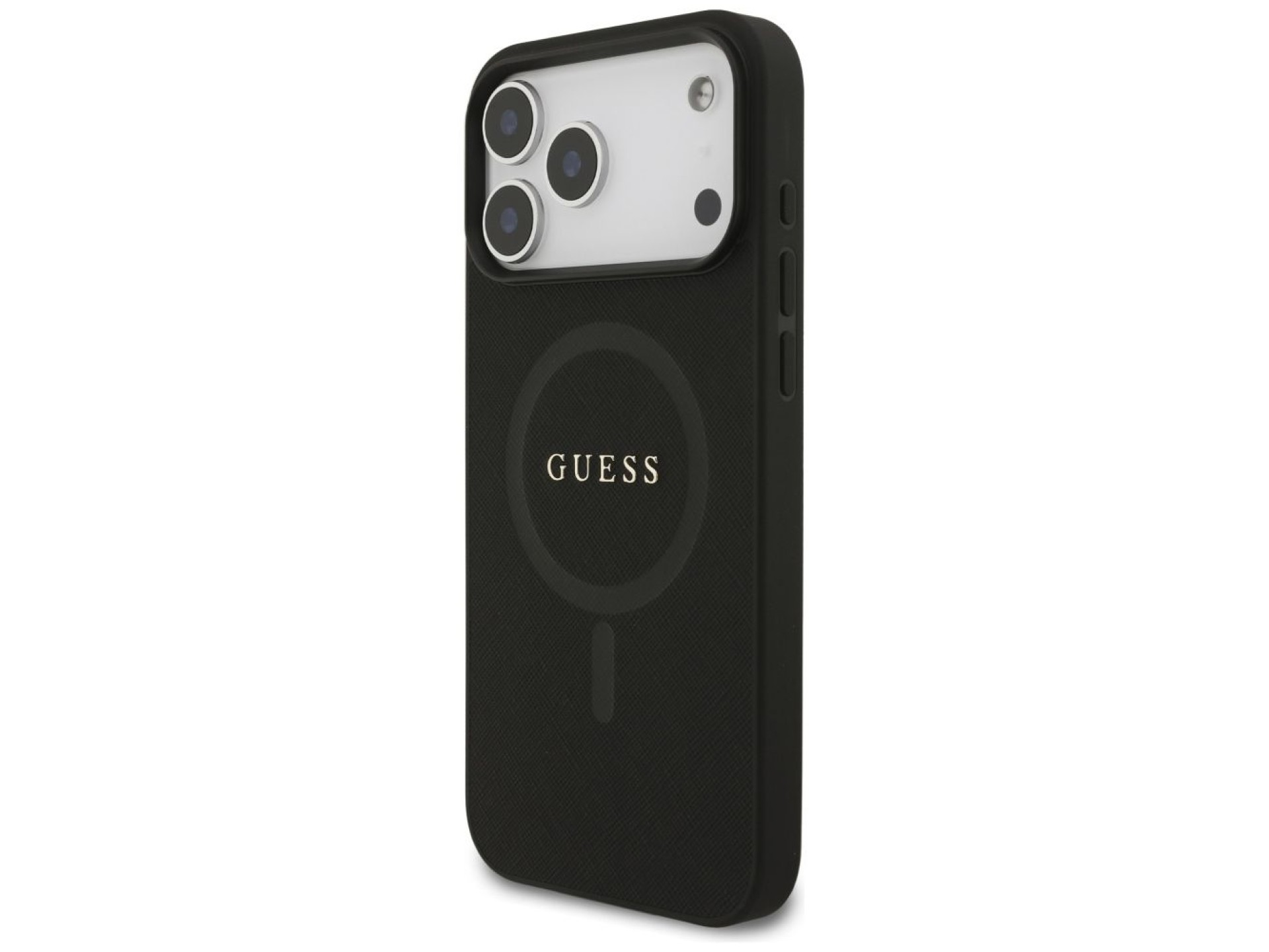 Capa Guess Saffiano Classic Logo MagSafe para iPhone 17 Pro Max - Preta