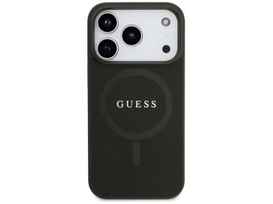 Capa Guess Saffiano Classic Logo MagSafe para iPhone 17 Pro - Preta