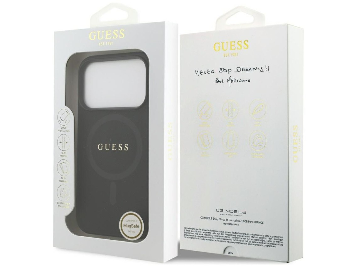 Guess Saffiano Classic Logo MagSafe Case for iPhone 17 Pro - Black