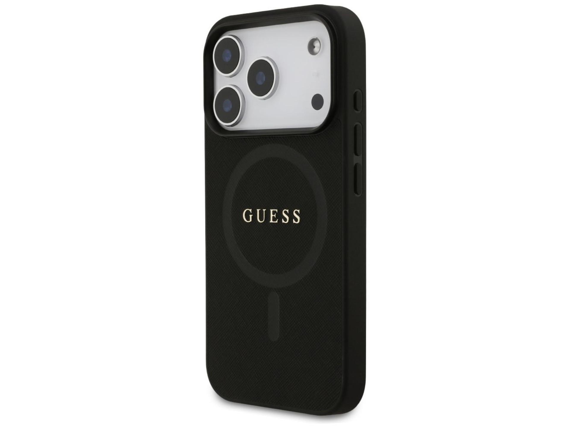 Funda Guess Saffiano Classic Logo MagSafe para iPhone 17 Pro - Negra