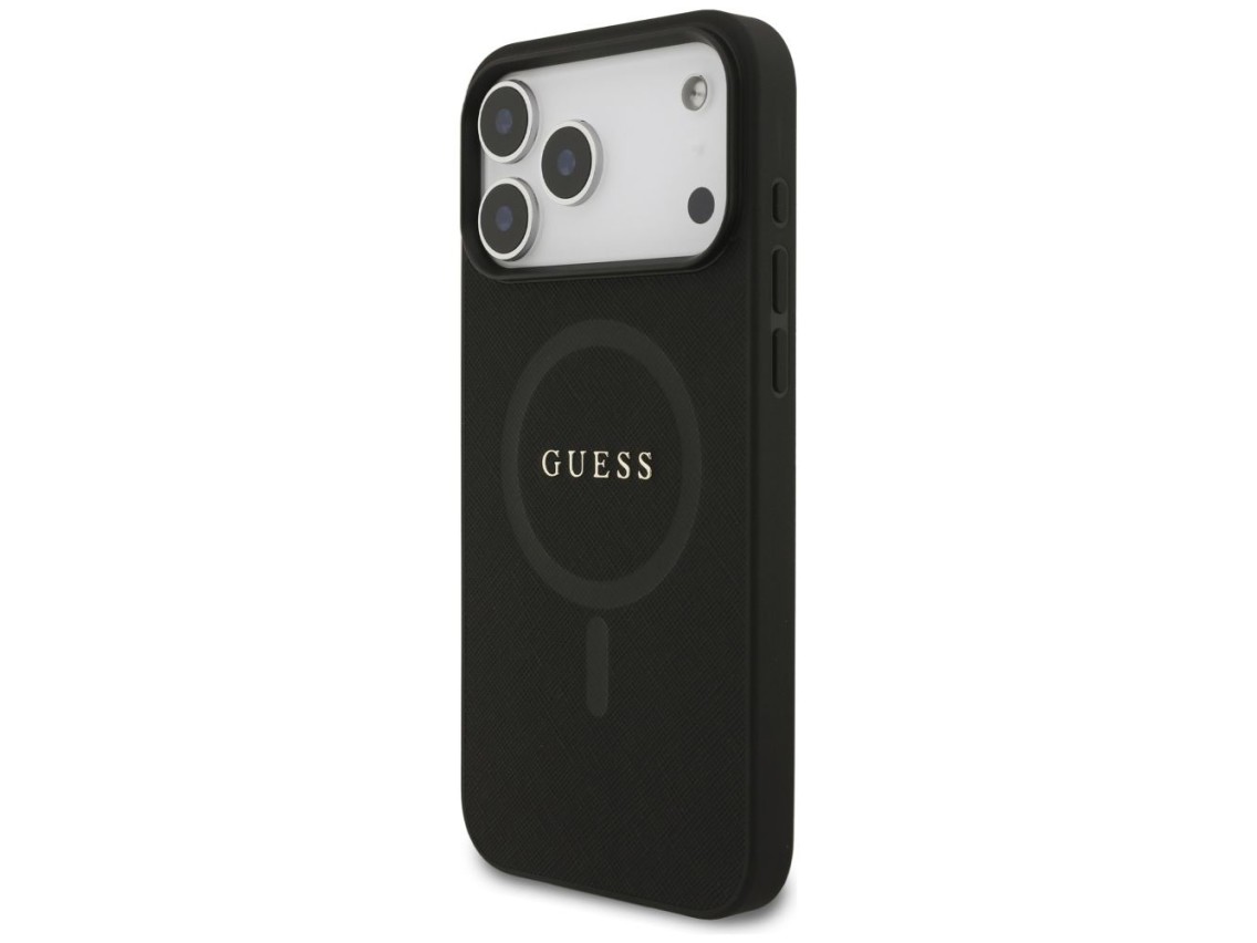 Capa Guess Saffiano Classic Logo MagSafe para iPhone 17 Pro Max - Preta