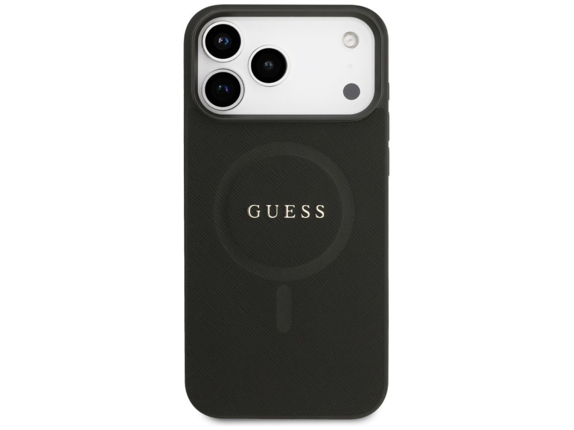 Capa Guess Saffiano Classic Logo MagSafe para iPhone 17 Pro Max - Preta