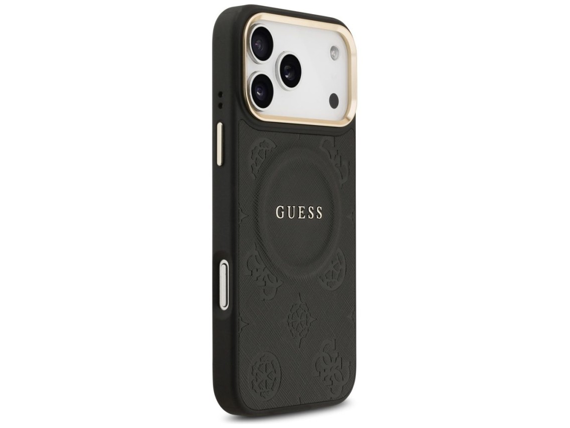 Funda Guess Peony Hot Stamp MagSafe para iPhone 17 Pro Max - Negra