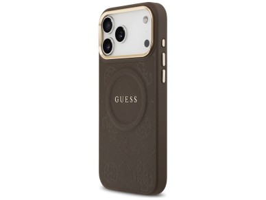 Guess Peony Hot Stamp MagSafe Case for iPhone 17 Pro Max - Brown Guess Peony Hot Stamp MagSafe Case for iPhone 17 Pro Max - Brown