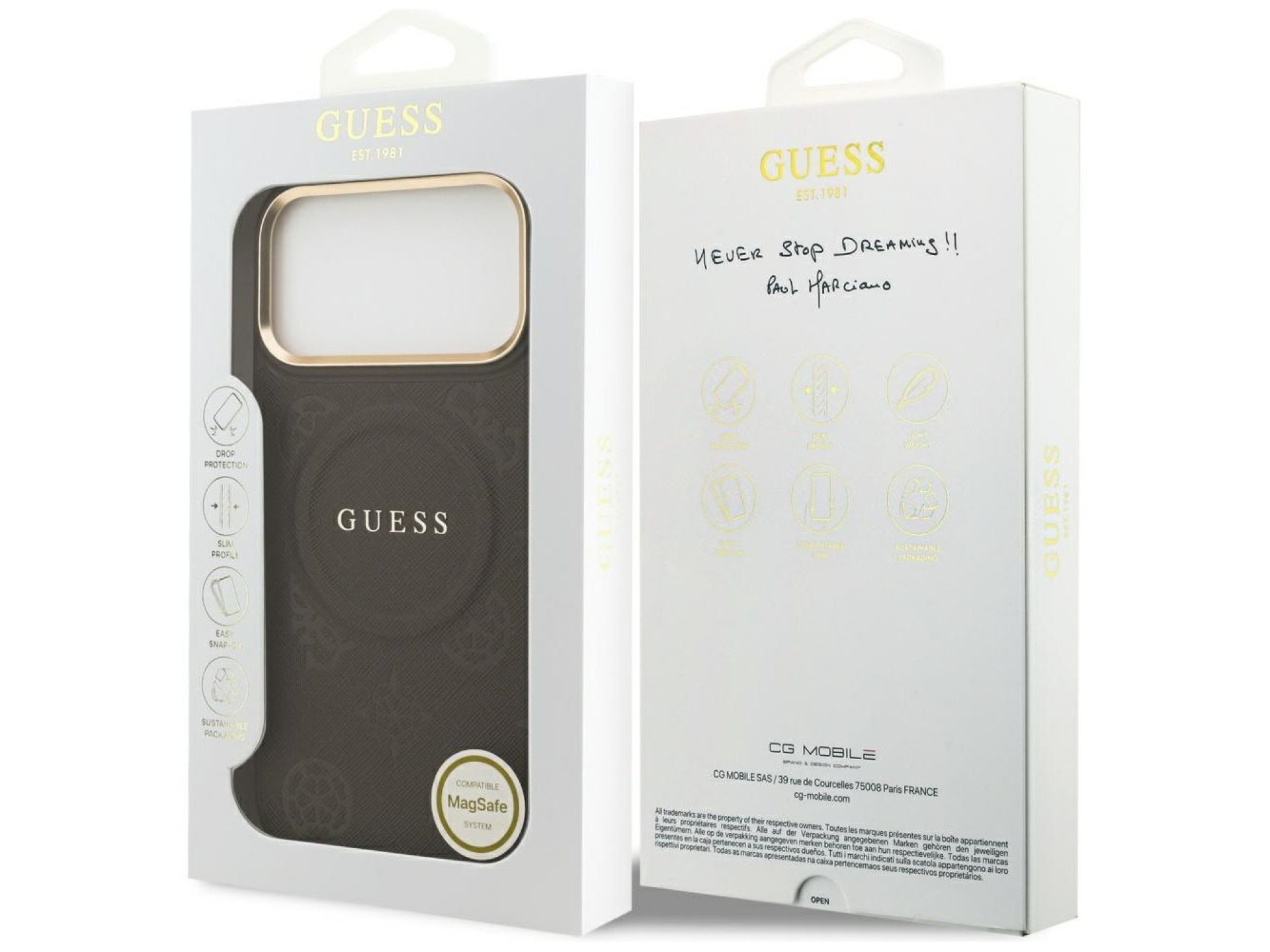 Capa Guess Peony Hot Stamp MagSafe para iPhone 17 Pro Max - Marrom