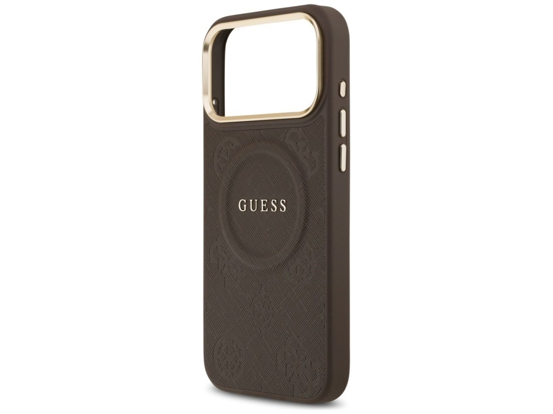 Capa Guess Peony Hot Stamp MagSafe para iPhone 17 Pro Max - Marrom