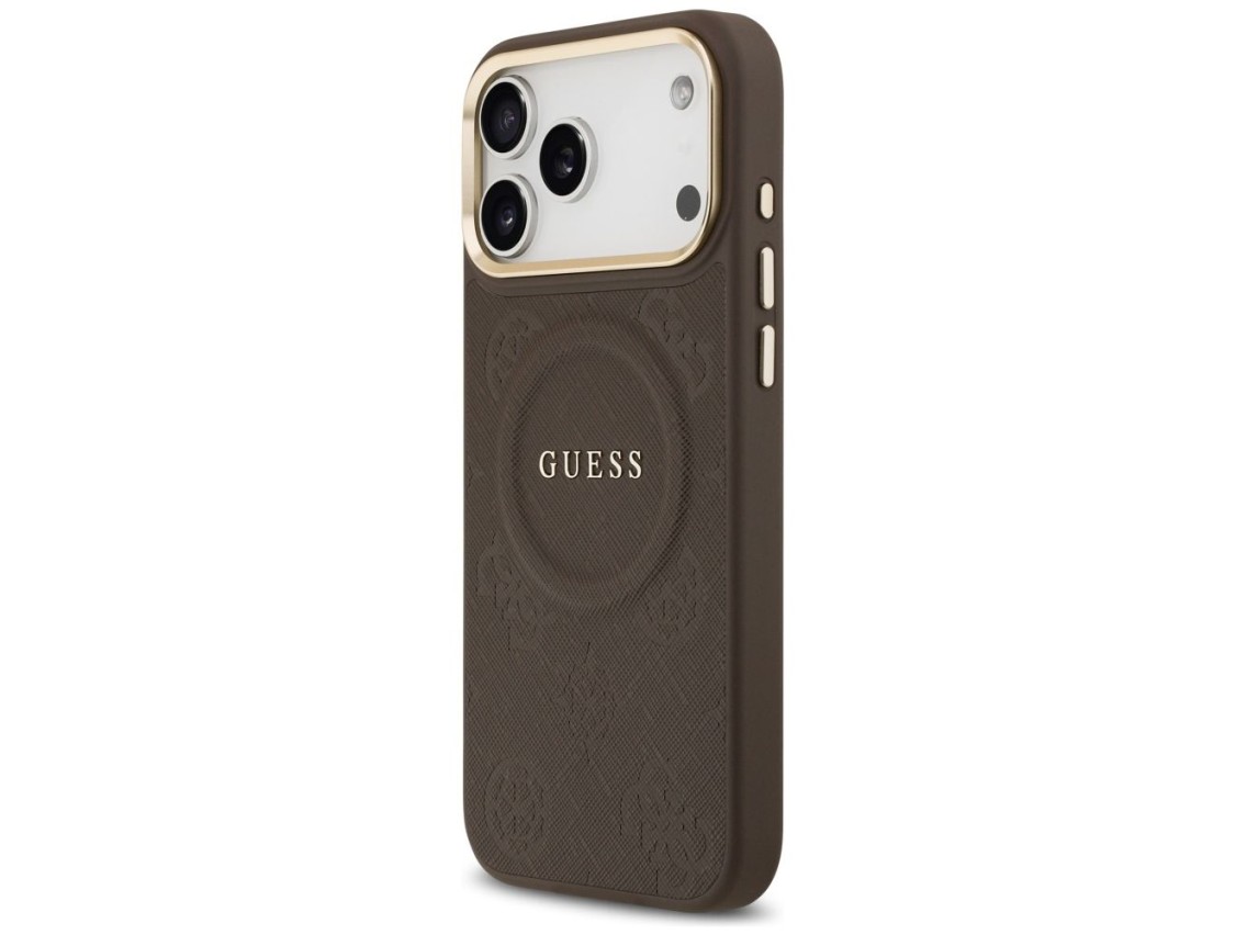 Capa Guess Peony Hot Stamp MagSafe para iPhone 17 Pro Max - Marrom
