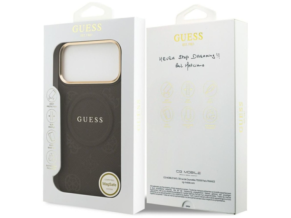 Capa Guess Peony Hot Stamp MagSafe para iPhone 17 Pro Max - Marrom