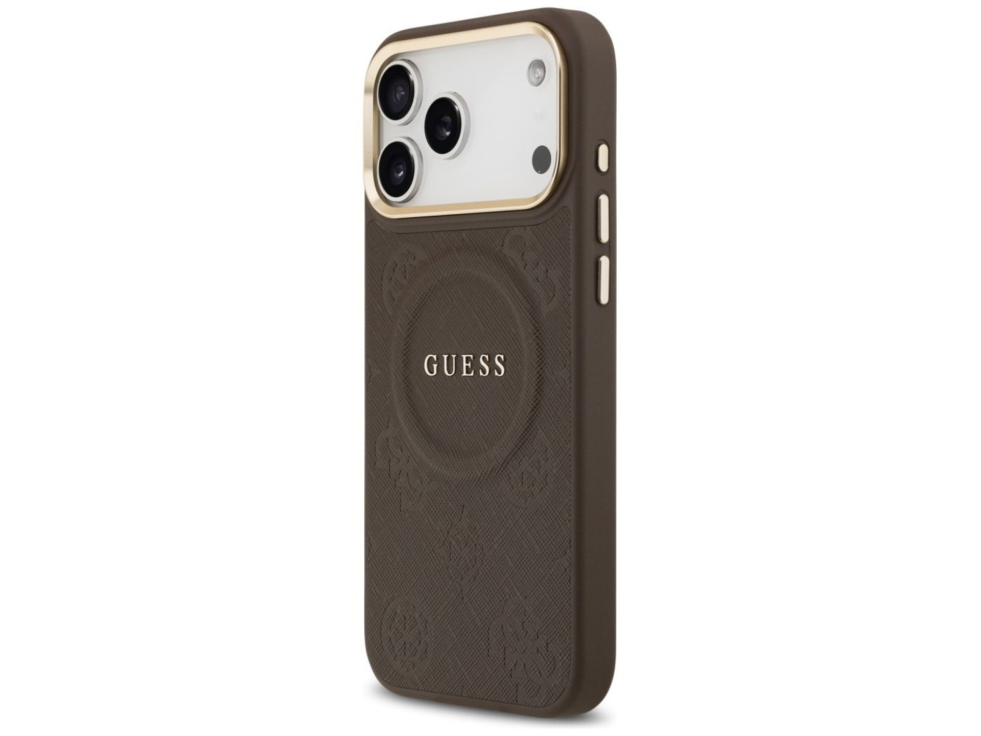 Capa Guess Peony Hot Stamp MagSafe para iPhone 17 Pro Max - Marrom