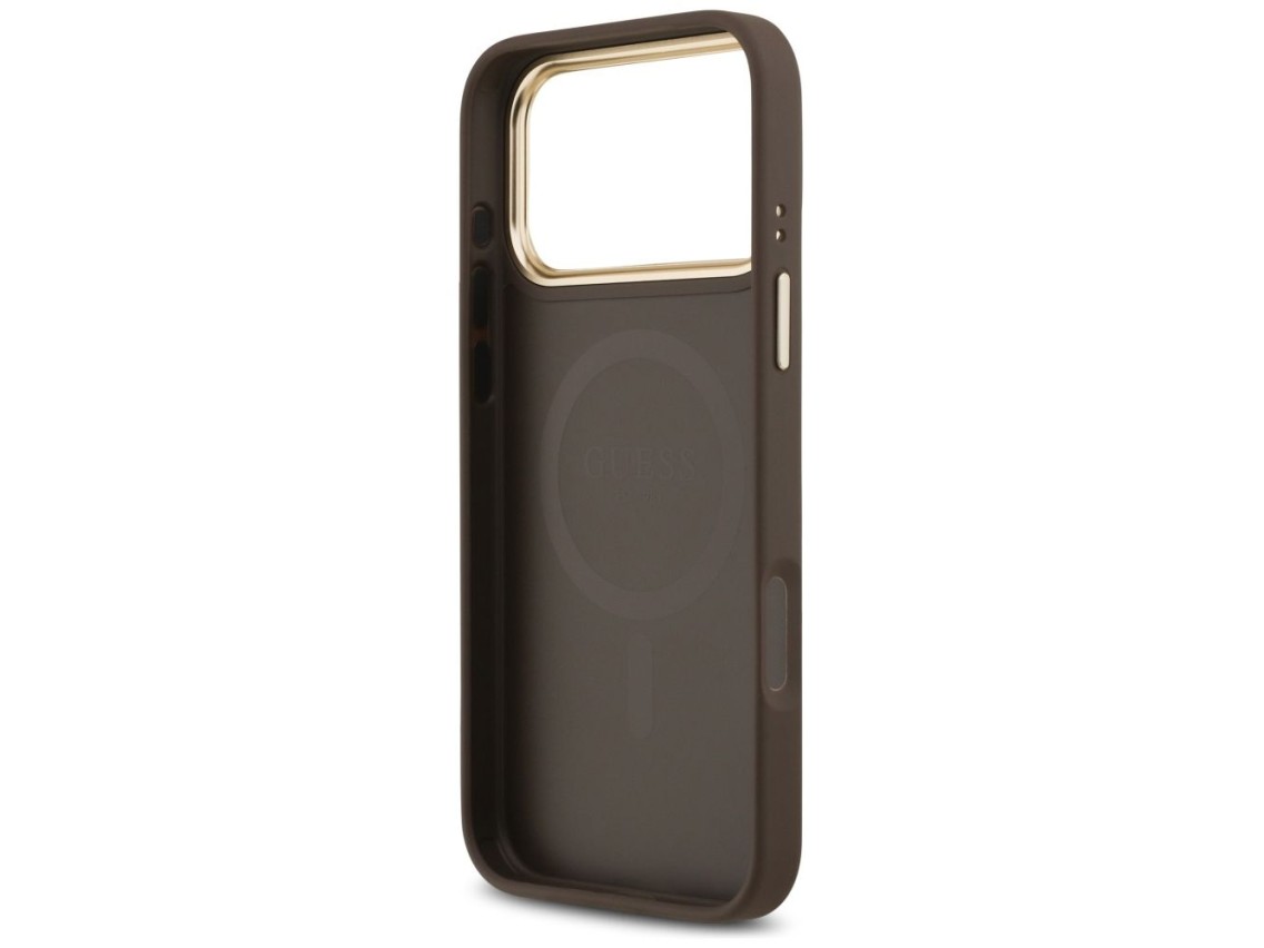 Capa Guess Peony Hot Stamp MagSafe para iPhone 17 Pro Max - Marrom