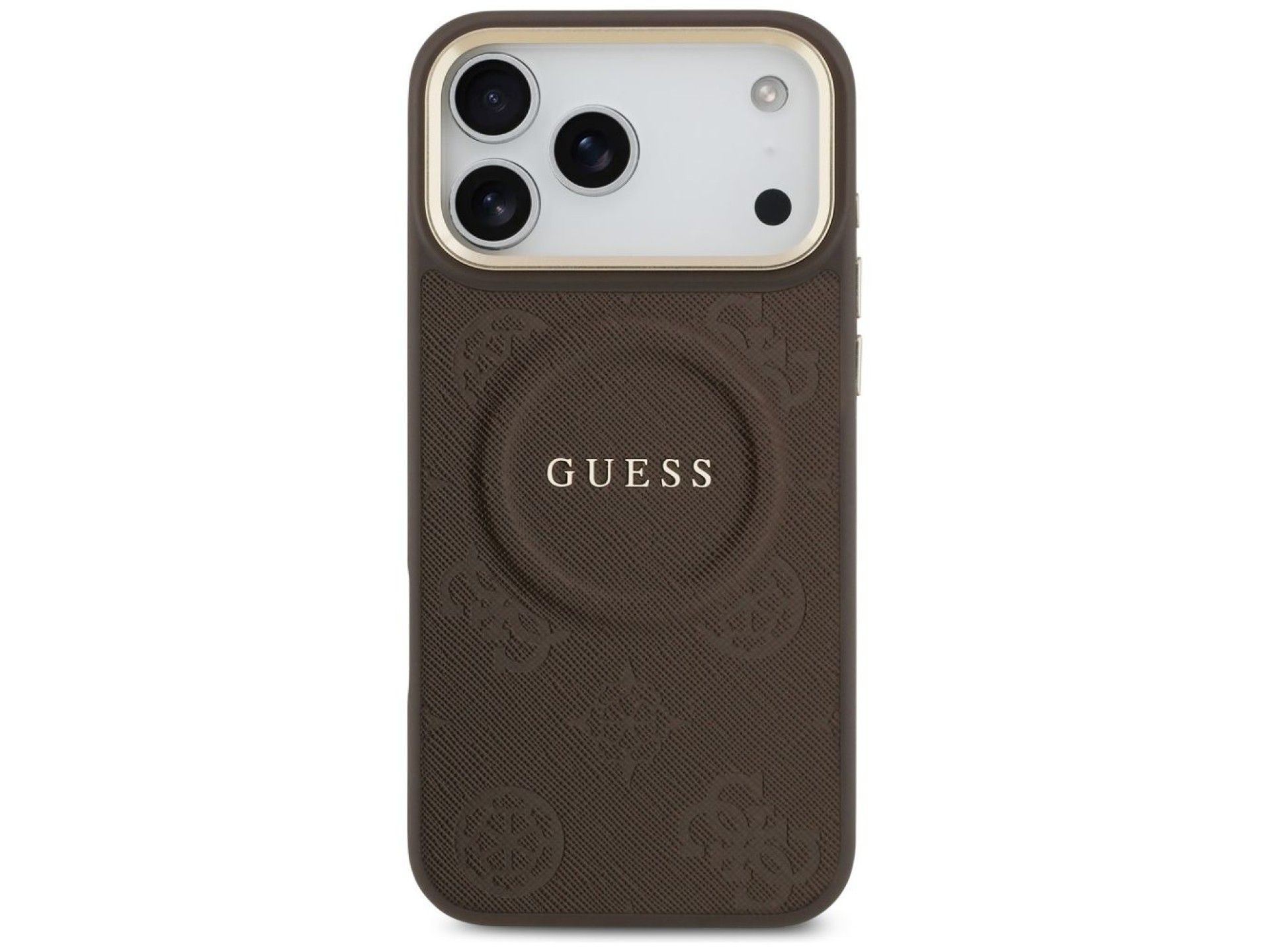 Capa Guess Peony Hot Stamp MagSafe para iPhone 17 Pro Max - Marrom