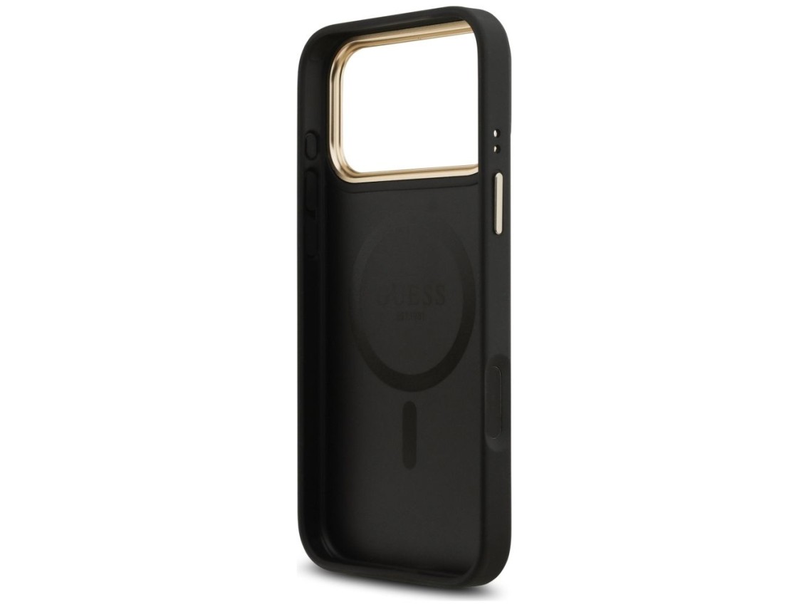 Funda Guess Peony Hot Stamp MagSafe para iPhone 17 Pro Max - Negra