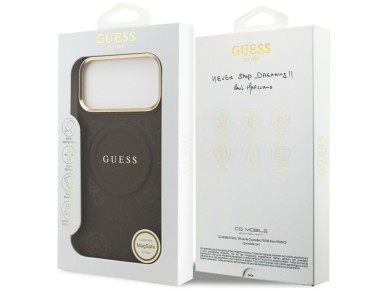 Guess Peony Hot Stamp MagSafe Case for iPhone 17 Pro Max - Brown Guess Peony Hot Stamp MagSafe Case for iPhone 17 Pro Max - Brown