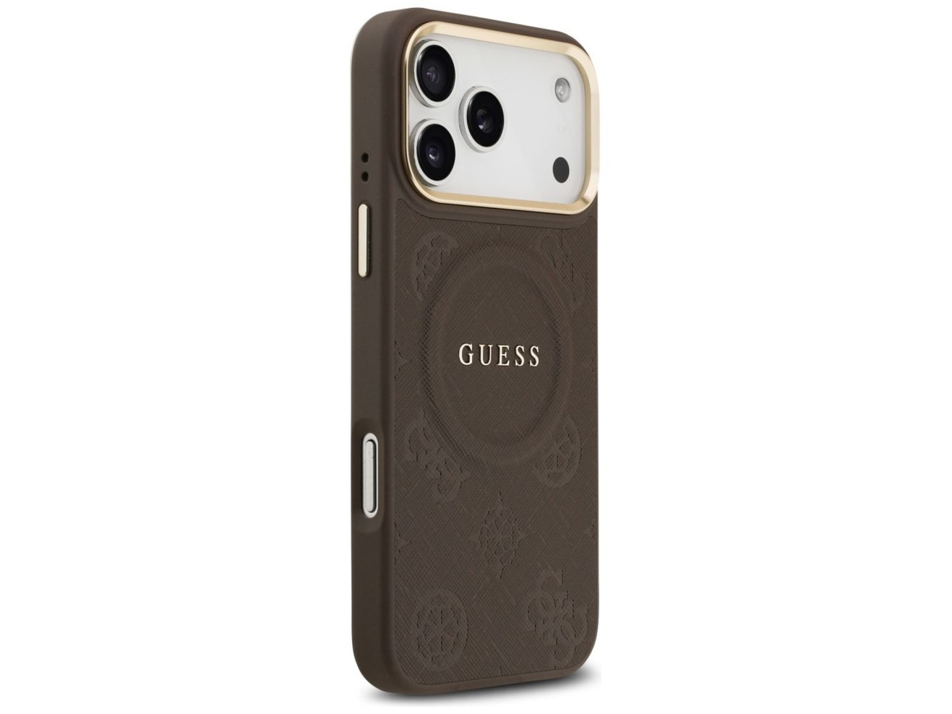 Capa Guess Peony Hot Stamp MagSafe para iPhone 17 Pro Max - Marrom