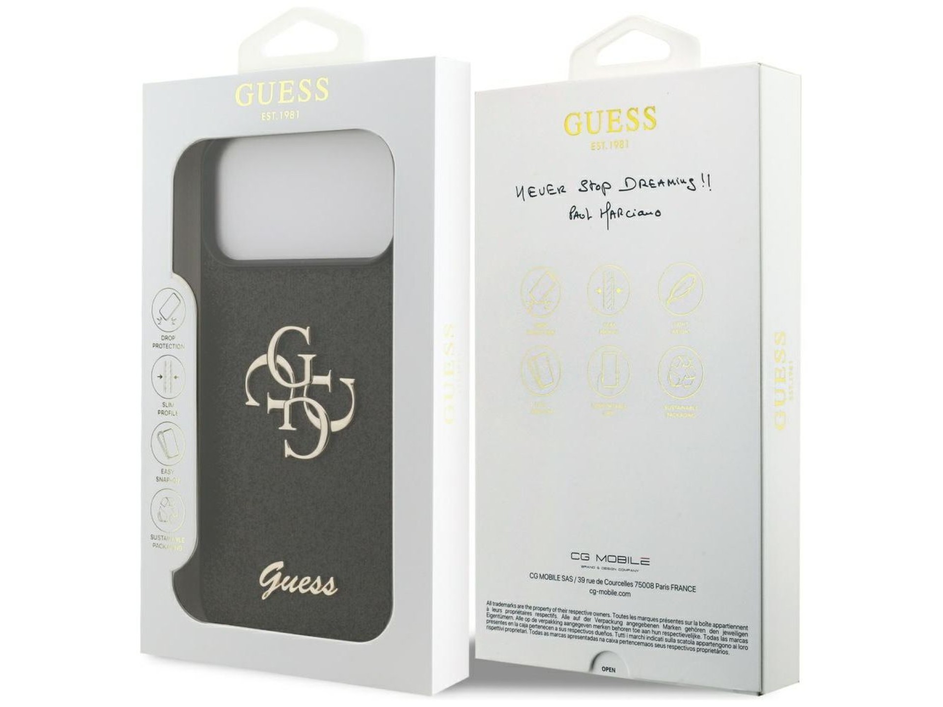 Guess Fixed Glitter Big 4G case for iPhone 17 Pro Max - black