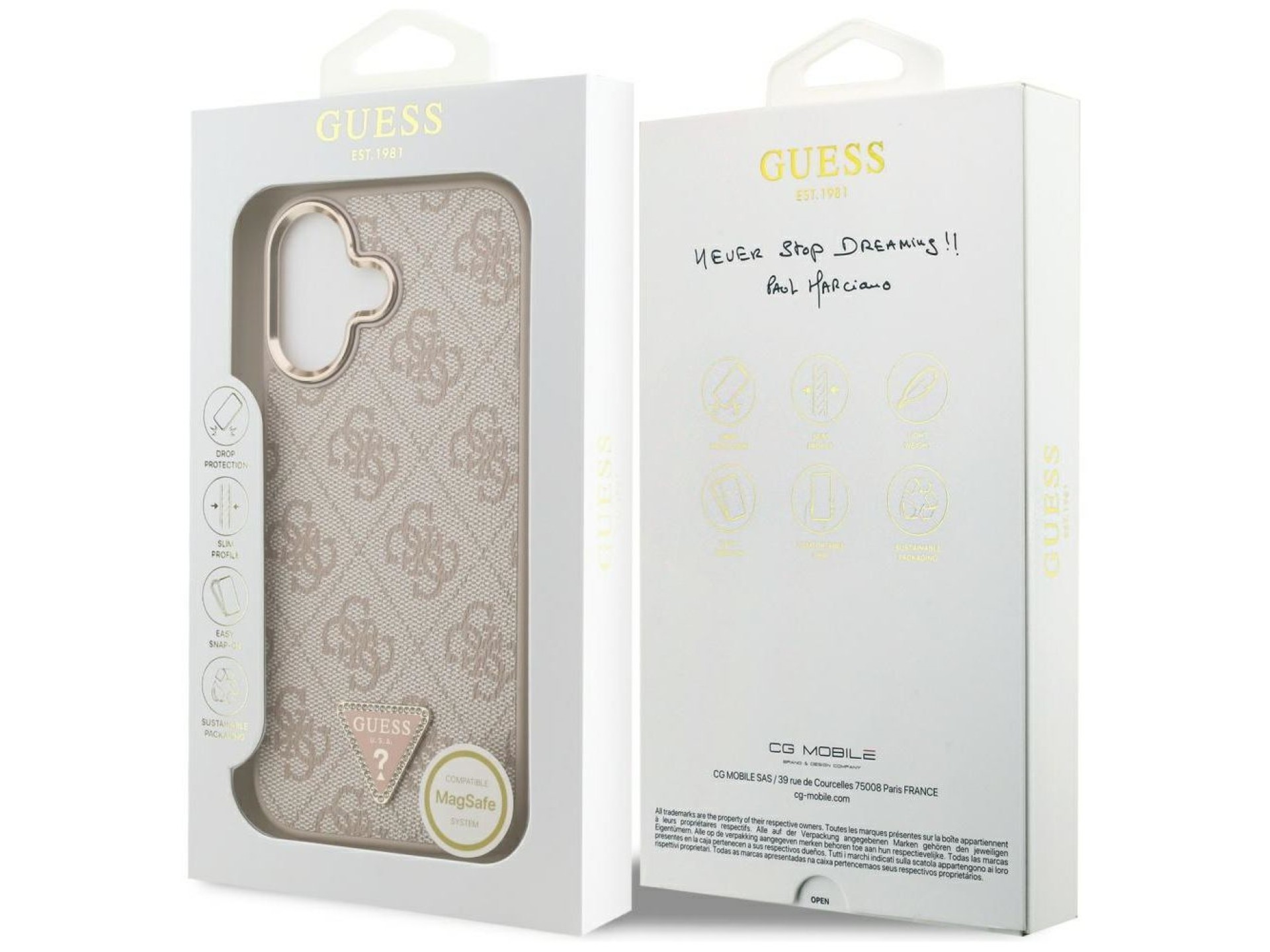 Capa Guess 4G Triangle Logo MagSafe para iPhone 17 - Ouro Rosa