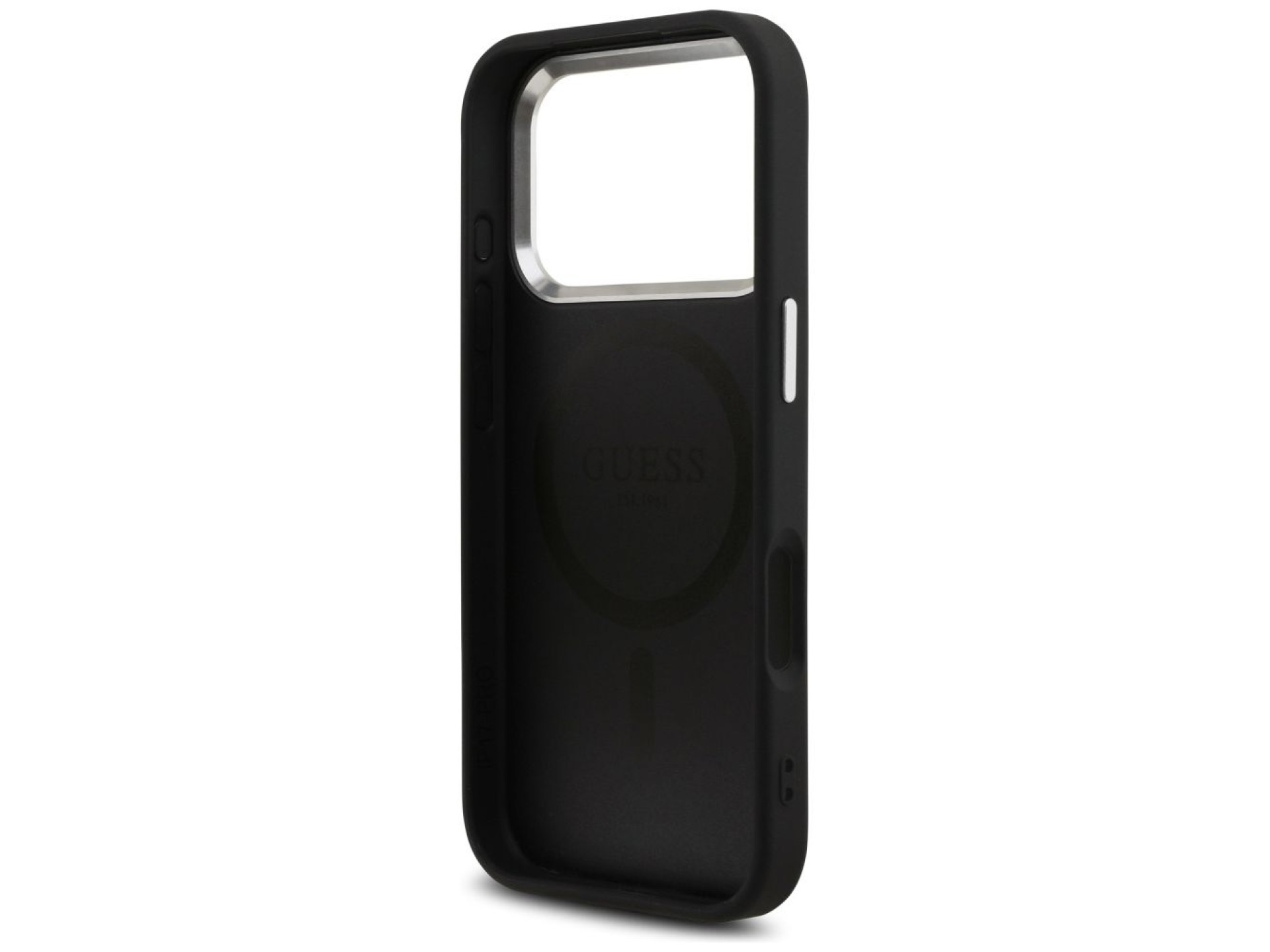 Guess Glitter Triangle Logo MagSafe Case for iPhone 17 Pro - Black