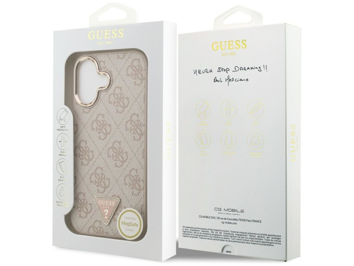 Guess 4G Triangle Logo MagSafe Case for iPhone 17 - Rose Gold