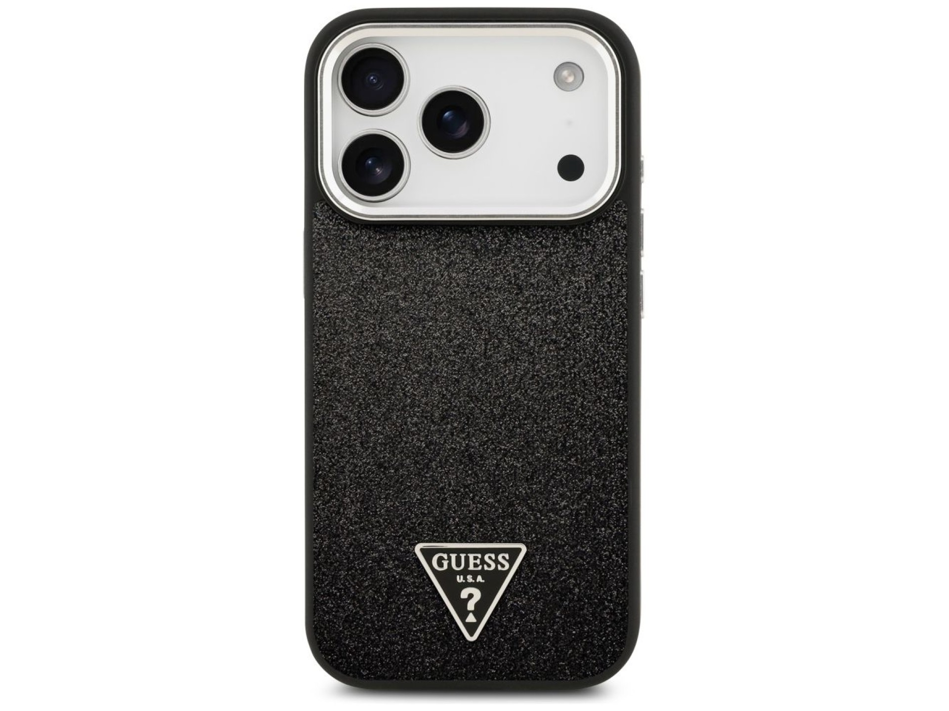 Guess Glitter Triangle Logo MagSafe Case for iPhone 17 Pro - Black