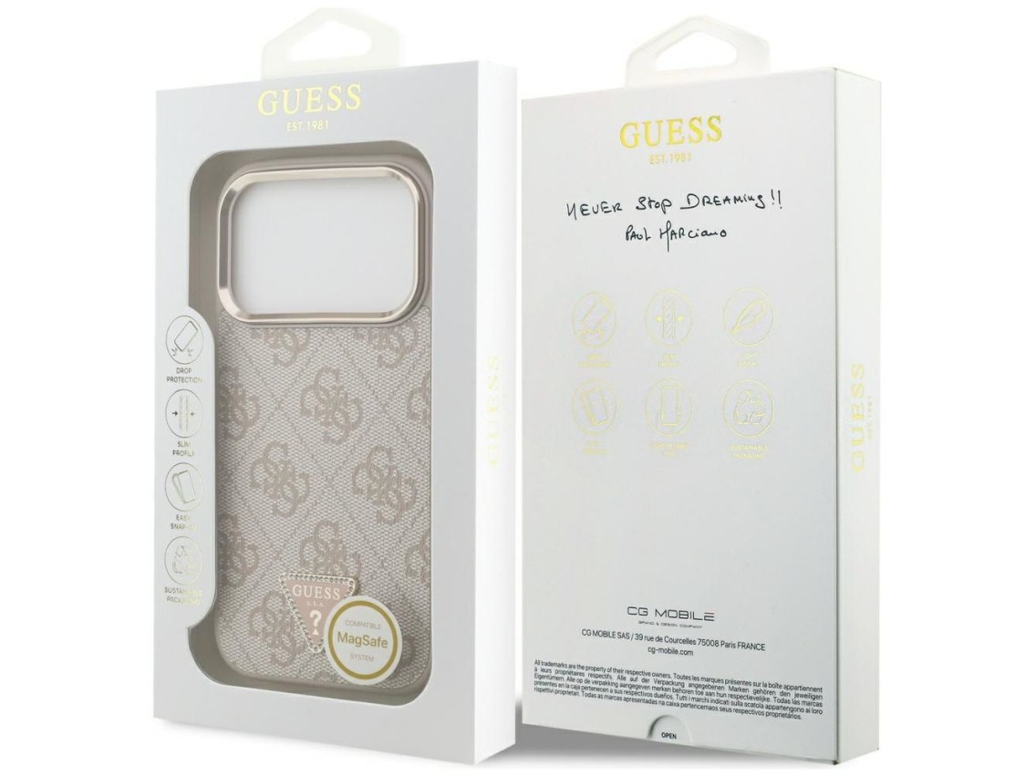 Capa Guess 4G Triangle Logo MagSafe para iPhone 17 Pro - Ouro Rosa
