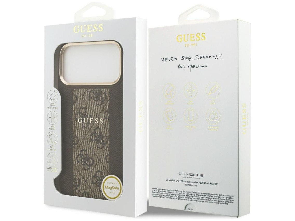 Capa Guess 4G Stripe MagSafe para iPhone 17 Pro Max - marrom