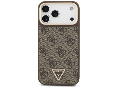 Capa Guess 4G com logotipo triangular e MagSafe para iPhone 17 Pro Max - Marrom e Dourada Capa Guess 4G com logotipo triangular e MagSafe para iPhone 17 Pro Max - Marrom e Dourada