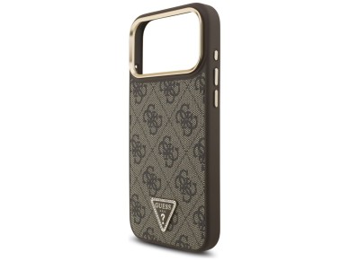 Capa Guess 4G com logotipo triangular e MagSafe para iPhone 17 Pro Max - Marrom e Dourada Capa Guess 4G com logotipo triangular e MagSafe para iPhone 17 Pro Max - Marrom e Dourada