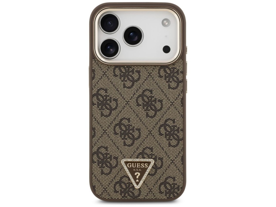 Guess 4G Triangle Logo MagSafe Case for iPhone 17 Pro - Brown and Gold
