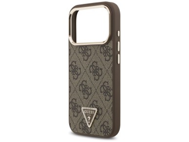 Guess 4G Triangle Logo MagSafe Case for iPhone 17 Pro - Brown and Gold Guess 4G Triangle Logo MagSafe Case for iPhone 17 Pro - Brown and Gold