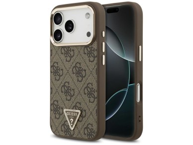 Funda Guess 4G con logotipo triangular y MagSafe para iPhone 17 Pro - Marrón y dorado Funda Guess 4G con logotipo triangular y MagSafe para iPhone 17 Pro - Marrón y dorado