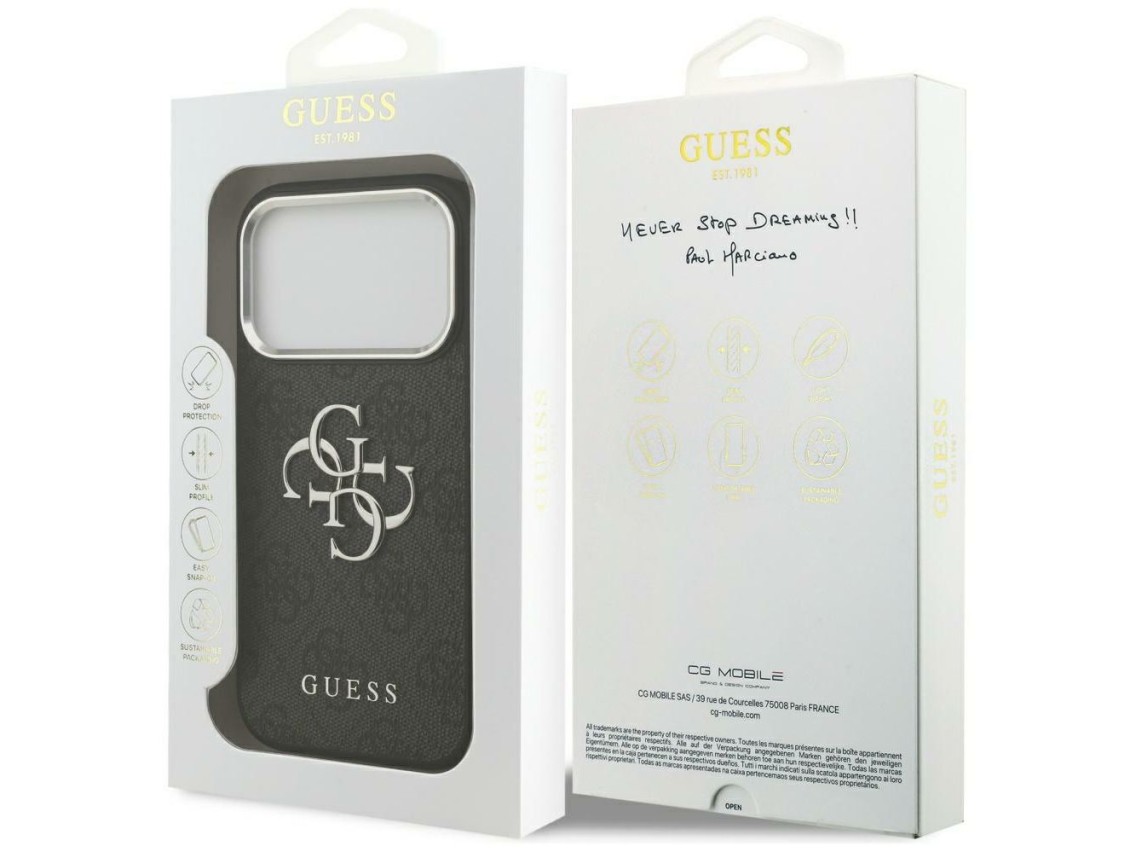 Capa Guess 4G Big 4G Classic Logo para iPhone 17 Pro Max - preta