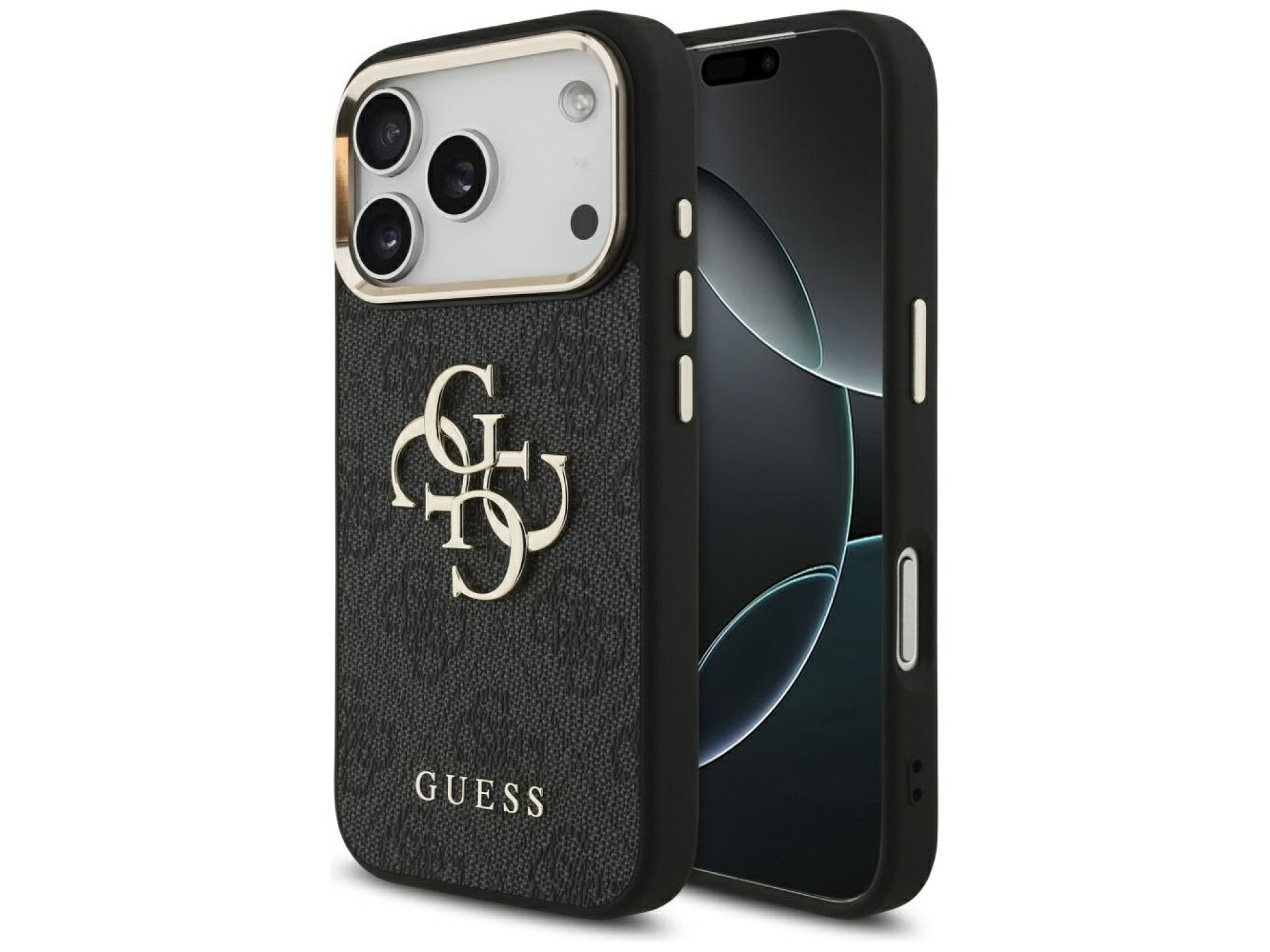 Funda Guess 4G Big 4G Classic Logo para iPhone 17 Pro - Negro y dorado