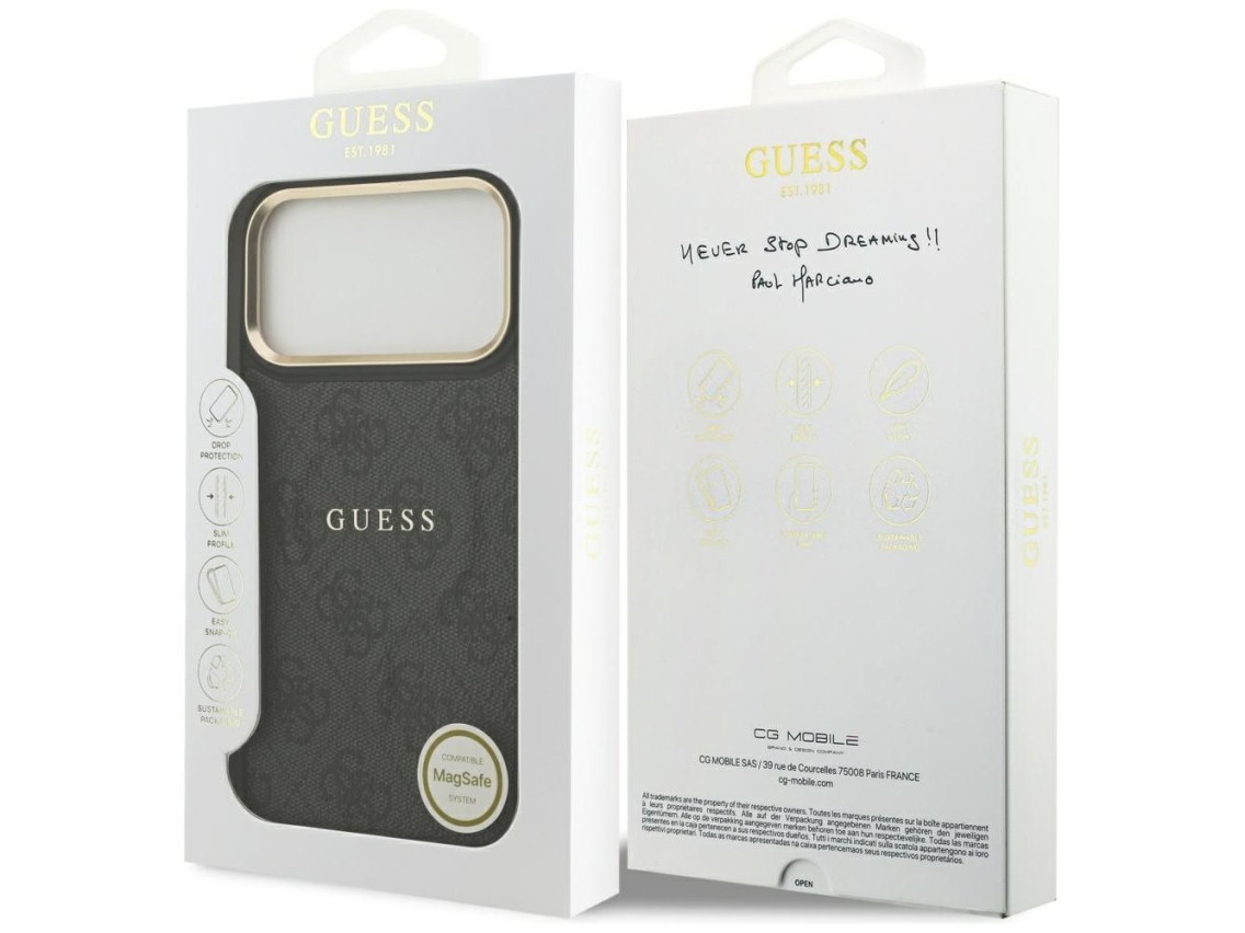 Guess 4G PU Classic Logo MagSafe case for iPhone 17 Pro Max - black